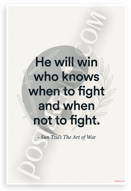 Sun Tzu "He Will Win Who Knows When to Fight" Inspirational 12x18 US Made Poster