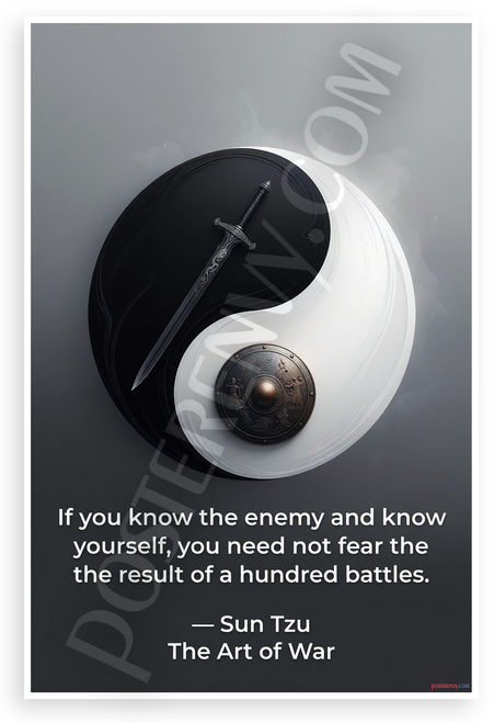 Sun Tzu "Know the Enemy and Know Yourself" Inspirational 12x18 US Made Poster