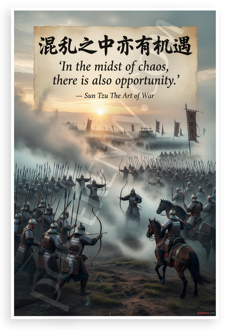 Sun Tzu "In the Midst of Chaos, There is also Opportunity" Inspirational 12x18 US Made Poster