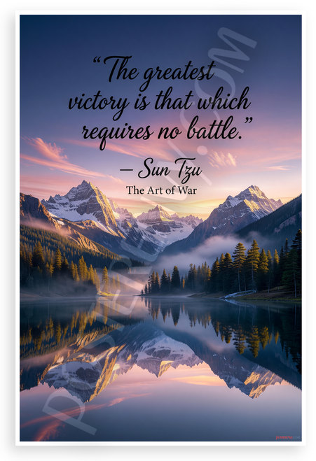 Sun Tzu "Greatest Victory Requires No Battle" Inspirational 12x18 US Made Poster