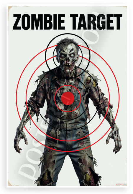 Zombie Target Practice Shooting Range 12"x18" US Made Poster