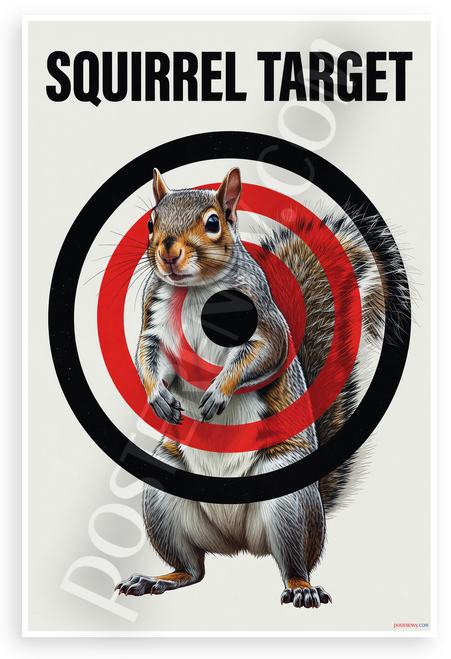 Squirrel Target Shooting Range Practice Sign 12x18 US Made Poster