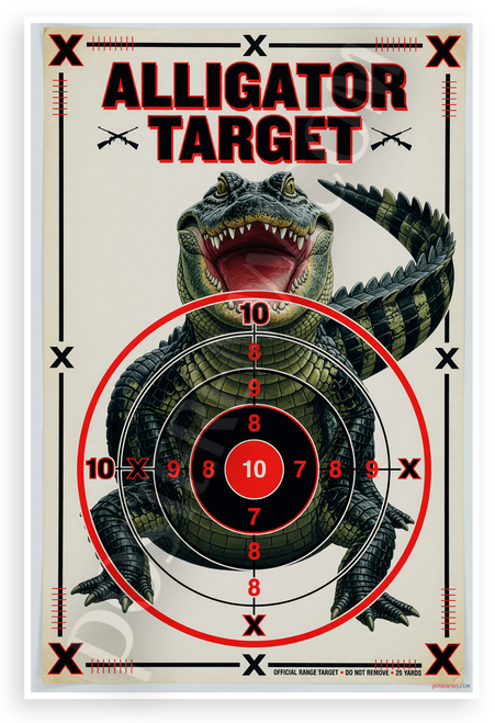 Alligator Target Shooting Range 12x18 US Made Poster