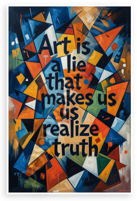 Pablo Picasso 'Art Is a Lie That Makes Us Realize Truth' Cubist Art 12x18 US Made Poster