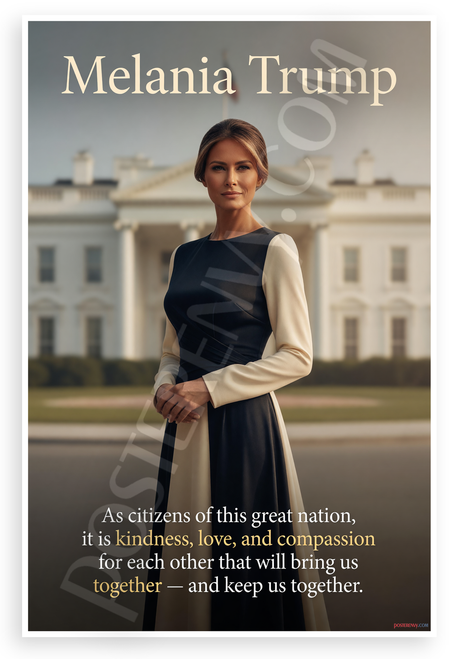 Melania Trump 'Kindness Love and Compassion' Quote Portrait 12"x18" US Made Poster