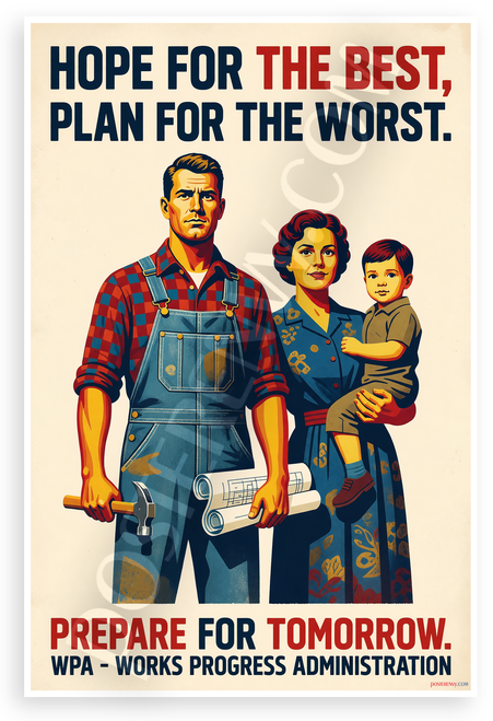 WPA Hope For The Best Plan For The Worst Motivational 12x18 US Made Poster
