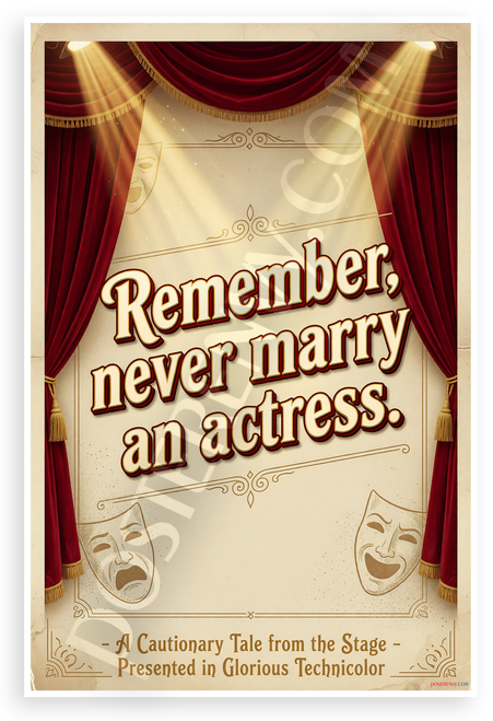 Remember Never Marry an Actress Retro Theater Stage Quote 12x18 US Made Poster