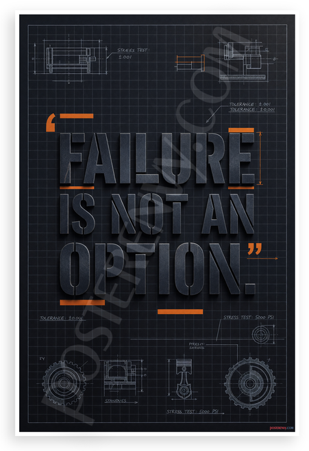 Failure Is Not an Option Engineering War Room Poster 12x18 US Made Poster