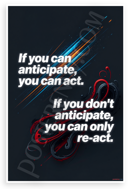 Motivational Anticipate And Act Quote Poster 12x18 US Made Poster