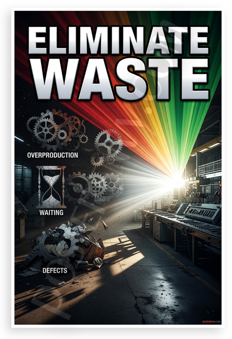 Eliminate Waste Industrial Motivational 12x18 US Made Poster
