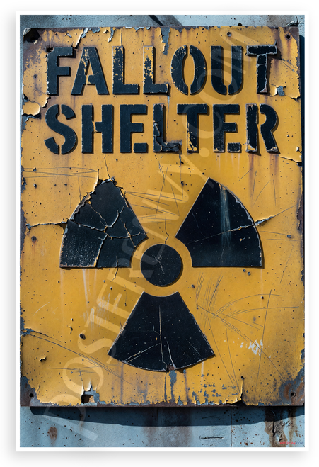 Fallout Shelter Vintage Radiation Sign Cold War 12"x18" US Made Poster