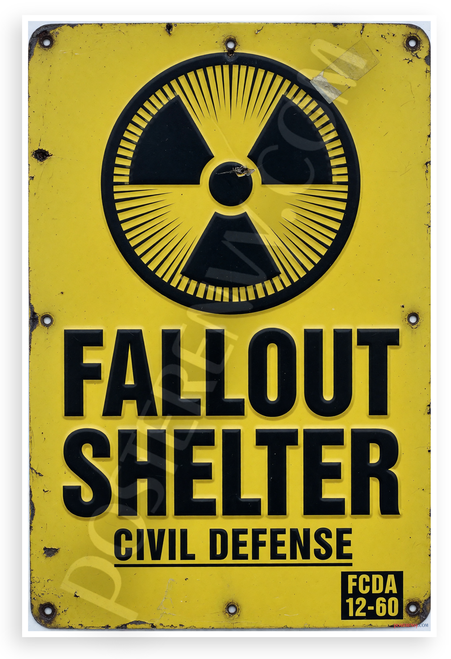 Fallout Shelter Vintage Civil Defense Sign 12x18 US Made Poster