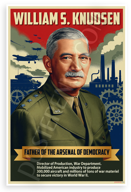 William S. Knudsen Father of the Arsenal of Democracy WWII 12"x18" US Made Poster