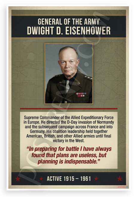 Dwight D. Eisenhower WWII General Leadership Quote 12"x18" US Made Poster