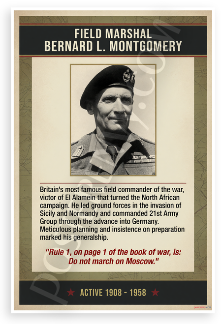 Bernard Montgomery El Alamein Quote WWII Military 12x18 US Made Poster