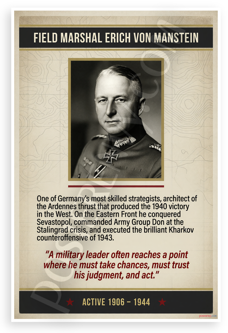 Field Marshal Erich von Manstein Military Strategy 12x18 US Made Poster