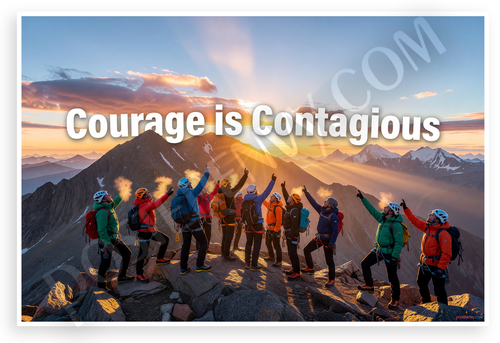 Courage is Contagious Motivational Mountain Climbers 12"x18" US Made Poster