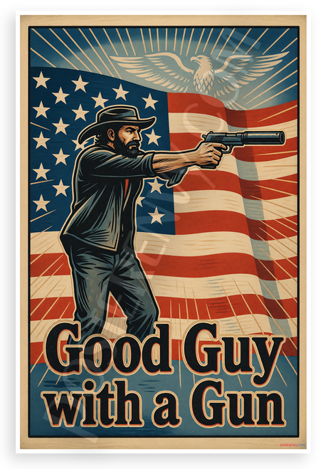 Good Guy with a Gun Patriotic Western 12x18 US Made Poster