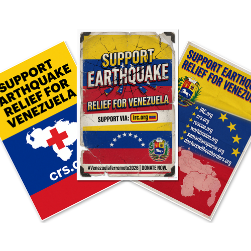 Venezuela Earthquake Relief Posters Set — 3 Prints 12x18 Inch US Made