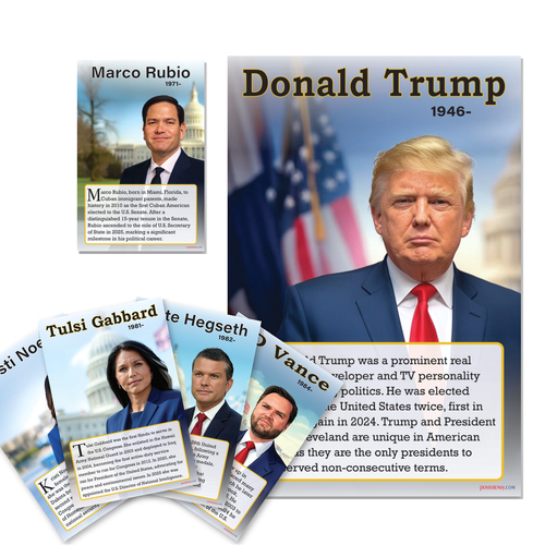 Trump's Cabinet Poster Set: Donald Trump, Marco Rubio, Kristi Noem, JD Vance, Pete Hegseth, Tulsi Gabbard Poster Set — 6 Prints 12x18 Inch US Made