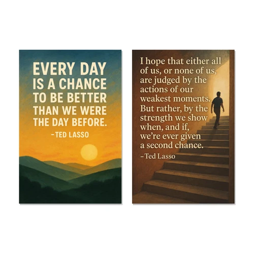 Ted Lasso Motivational Quotes Every Day Is A Chance, Either All Or None Of Us Poster Set — 2 Prints 12x18 Inch US Made