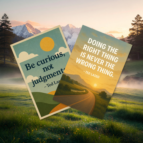 Ted Lasso Quotes Be Curious Not Judgmental, Doing the Right Thing Poster Set — 2 Prints 12x18 Inch US Made