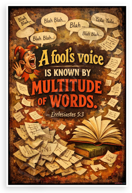 Ecclesiastes 5:3 Fool's Voice Multitude of Words Vintage 12"x18" US Made Poster