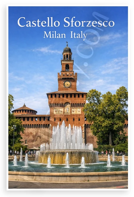 Castello Sforzesco Milan Italy Landmark Travel 12"x18" US Made Poster