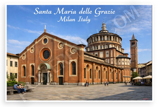 Santa Maria delle Grazie Milan Italy Architecture 12"x18" US Made Poster