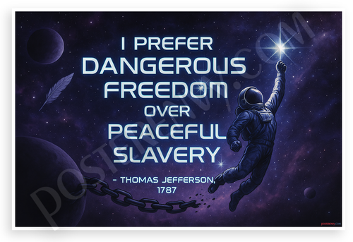 Thomas Jefferson "Dangerous Freedom Over Peaceful Slavery" Space Astronaut 12"x18" US Made Poster