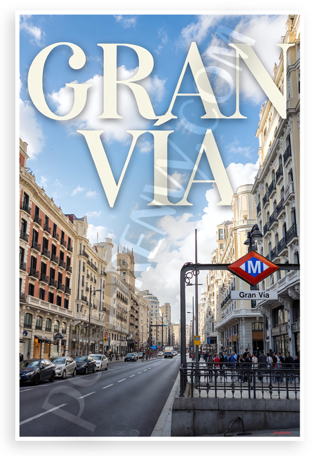 Gran Via Madrid Spain City Street European Travel 12x18 US Made Poster