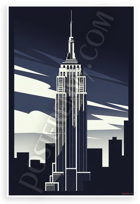 Empire State Building Art Deco Night Skyline 12"x18" US Made Poster