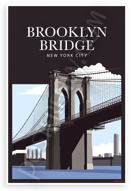 Brooklyn Bridge New York City Travel 12"x18" US Made Poster
