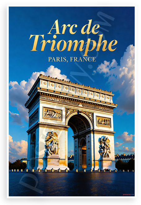 Arc de Triomphe Paris France Landmark Travel 12"x18" US Made Poster