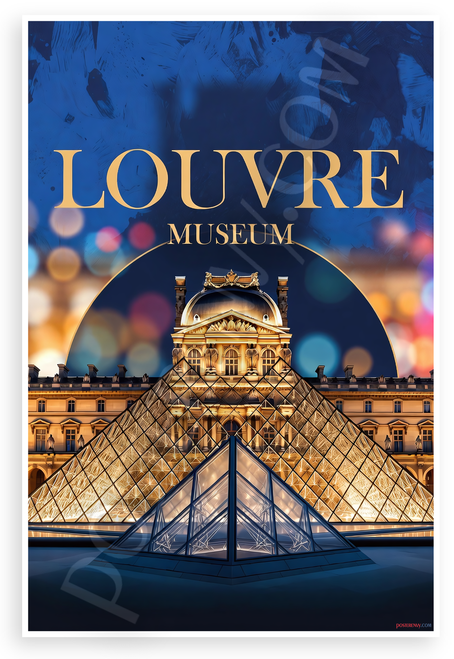 Louvre Museum Paris Night View Travel 12"x18" US Made Poster