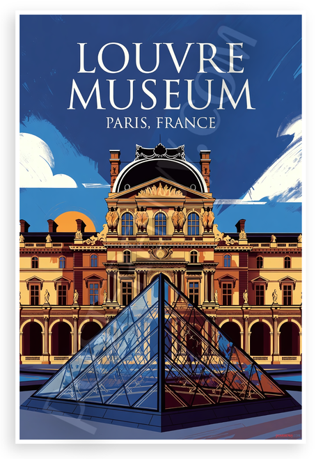 Louvre Museum Paris France Landmark Travel 12"x18" US Made Poster