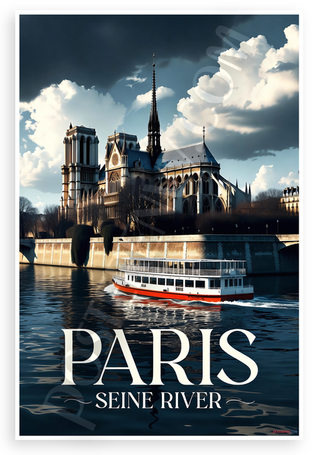 Notre Dame Cathedral Paris Seine River 12x18 US Made Poster