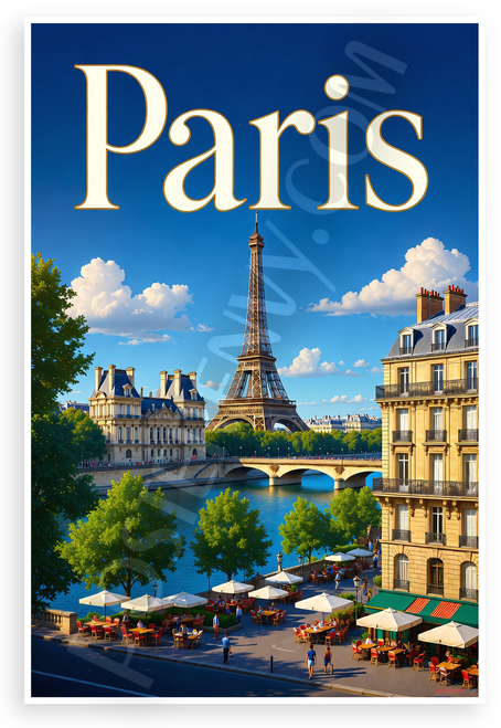 Paris Eiffel Tower Cityscape Travel 12"x18" US Made Poster