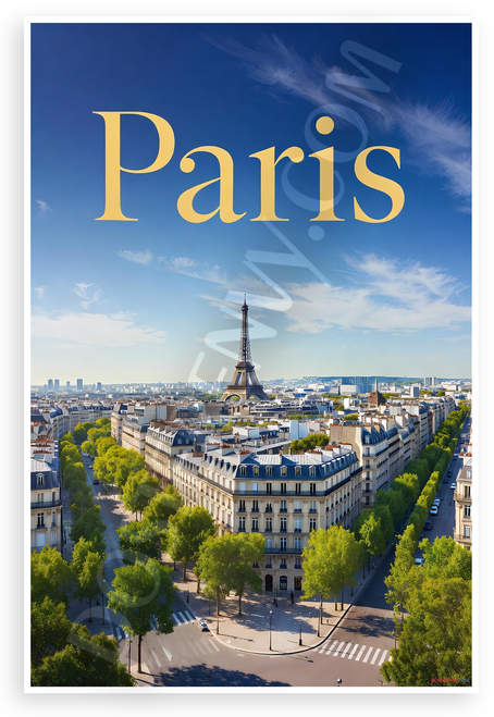 Paris France Eiffel Tower Cityscape Travel 12"x18" US Made Poster