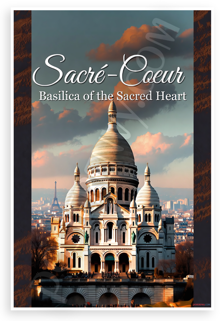 Sacré-Cœur Basilica Paris Landmark Architecture 12"x18" US Made Poster