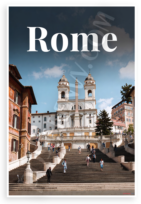 Rome Spanish Steps Landmark Travel 12"x18" US Made Poster