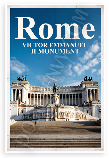 Rome Victor Emmanuel II Monument Travel 12"x18" US Made Poster