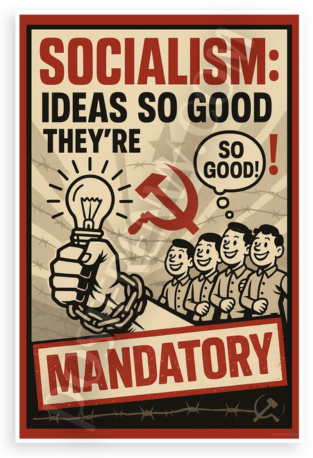 Socialism Ideas So Good They're Mandatory Political Satire 12x18 US Made Poster