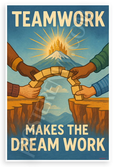 Teamwork Makes the Dream Work Motivational 12"x18" US Made Poster