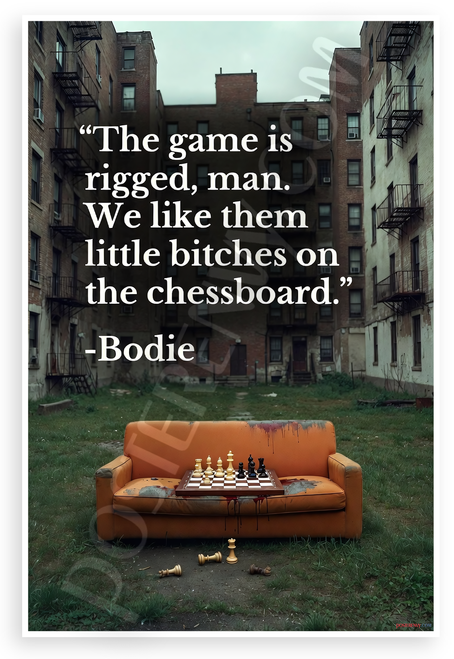 Bodie 'The Game Is Rigged' Chessboard Quote 12"x18" US Made Poster