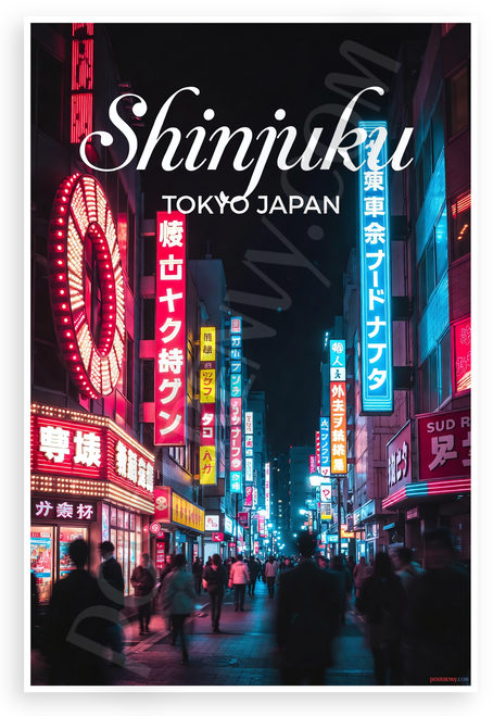 Shinjuku Tokyo Japan Neon Night Street Scene 12"x18" US Made Poster