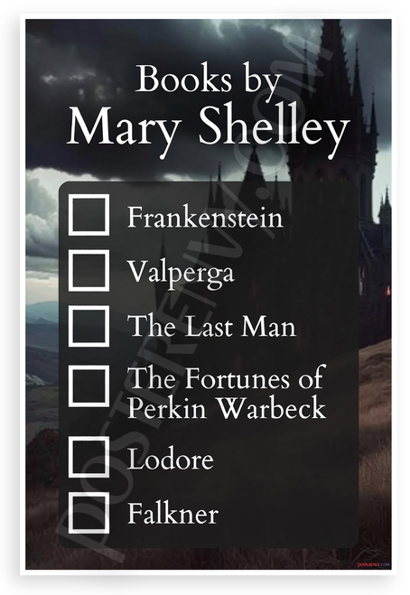 Mary Shelley Books Checklist Gothic Literature 12x18 US Made Poster