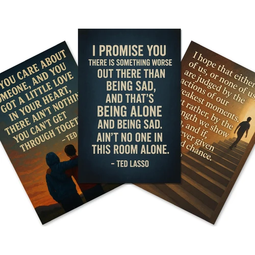 Ted Lasso If You Care, All of Us or None, I Promise You Quote Poster Set — 3 Prints 12x18 Inch US Made