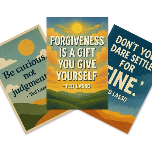 Ted Lasso Quotes | Be Curious Not Judgmental, Don't Settle for Fine, Forgiveness Gift Poster Set — 3 Prints 12x18 Inch US Made