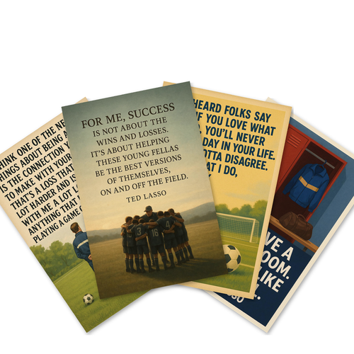 Ted Lasso Coach Connection, Locker Room, Love What I Do, Success Quote Poster Set — 4 Prints 12x18 Inch US Made